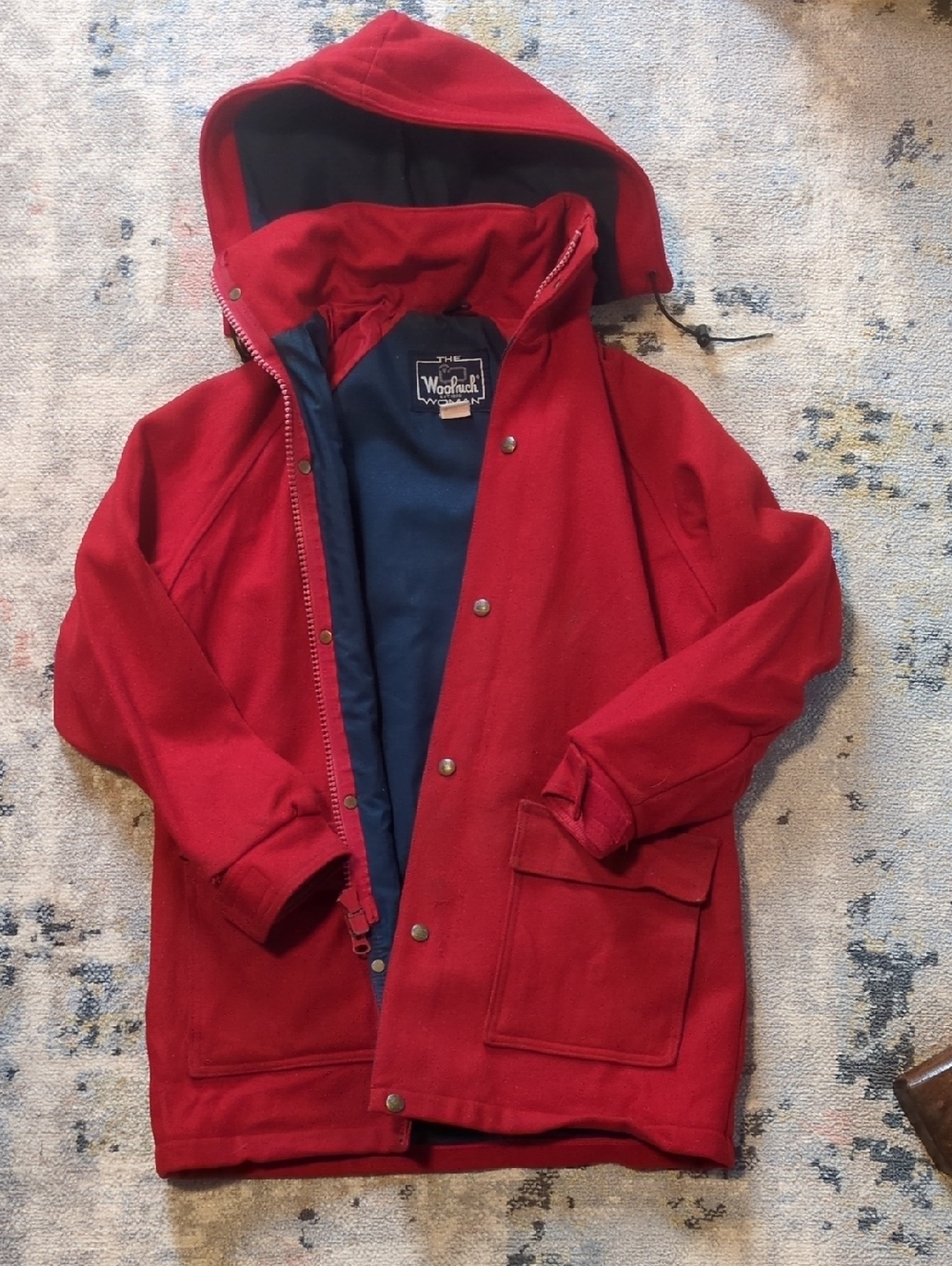 Woolrich Woman Vintage Hooded Jacket with Navy Lining